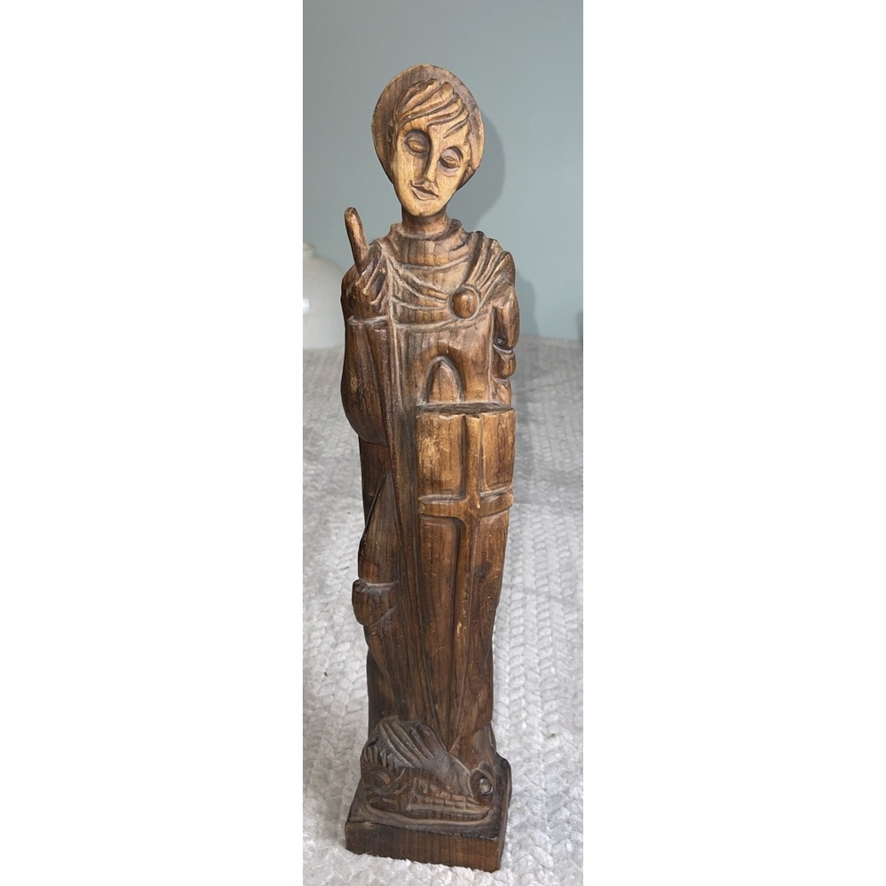 Carved‎ Wooden 18" Saint George Shield Heavy Solid Wood
